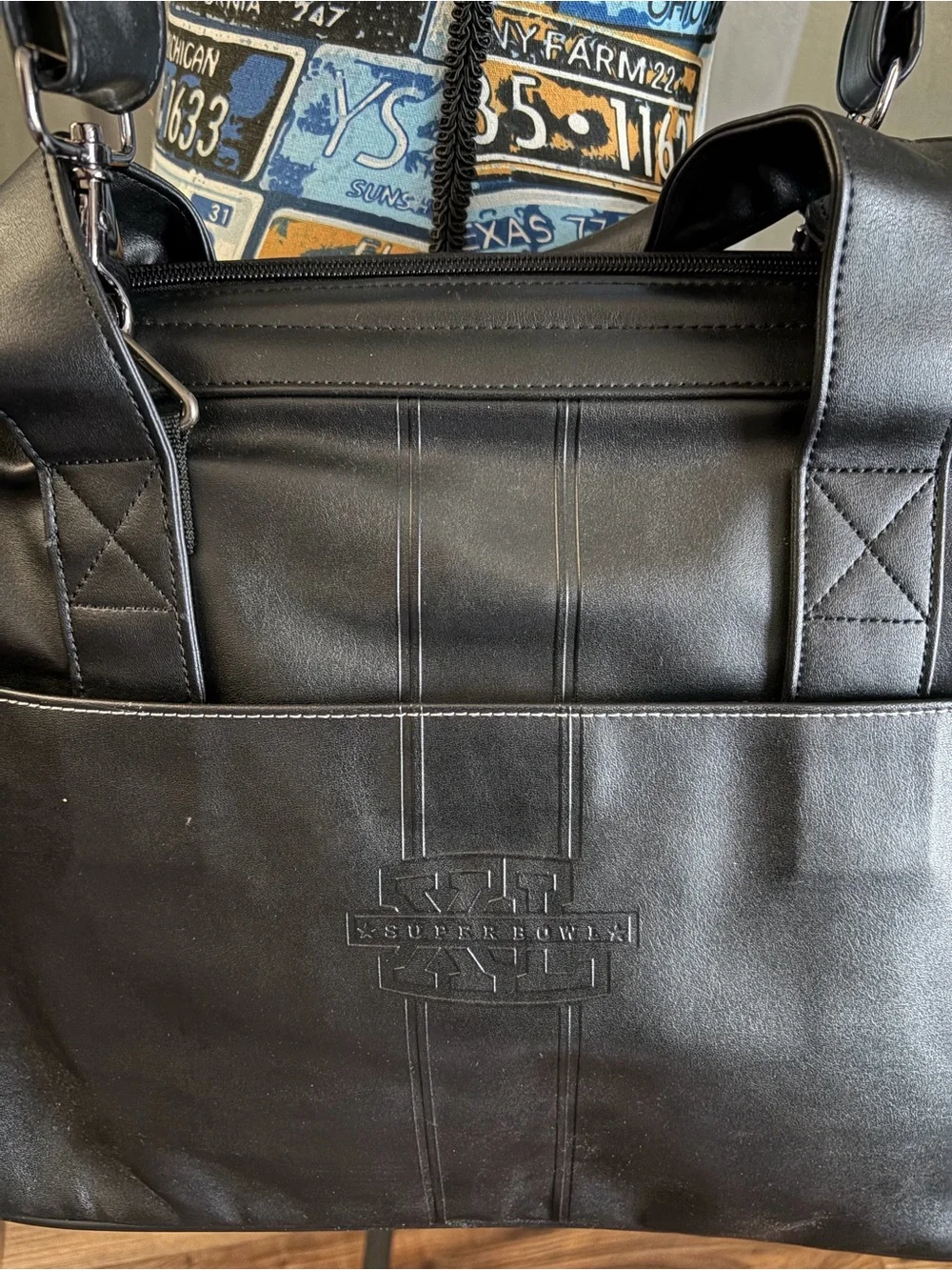 Leather Travel Duffel Bag in Black - NFL XL 2006 Steelers vs Seahawks